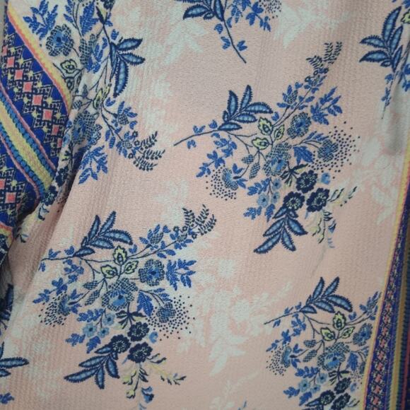 OLIVE HILL Boho Peasant Floral Top Pink Blue Med. - Picture 5 of 15